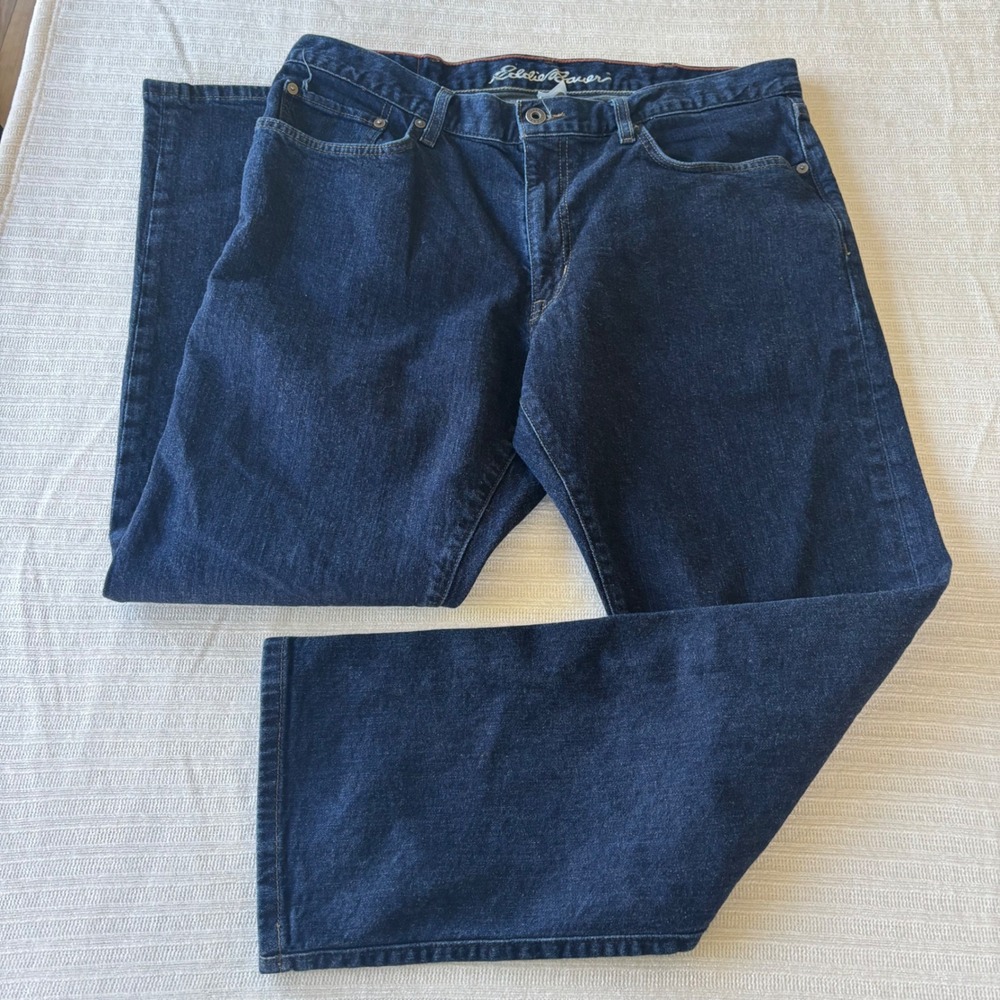 Eddie Bauer Mens Straight Fit Jeans 36x30 Dark Indigo Stretch Denim EB2020801